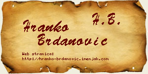 Hranko Brdanović vizit kartica